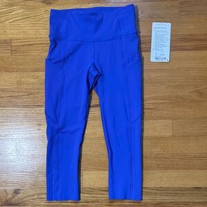 Lululemon Fast & Free Blazer Blue Cropped Leggings Size 4